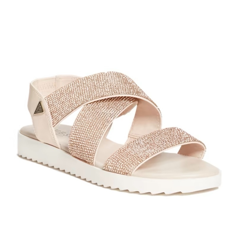 NWB Guess Karsyn Rhinestone Slingback Sandal Rose Gold Size 5‎ Light Pink